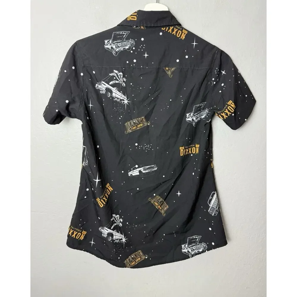 Dixxon Impala S/S Women’s SMALL Button Down Party Shirt D-lite Stretch Fabric - Picture 2 of 4